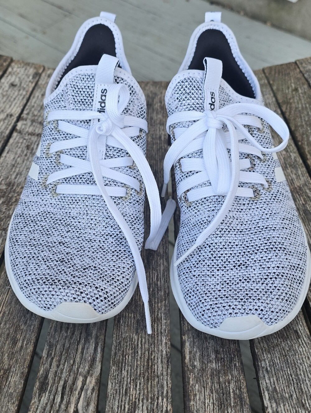 Adidas Cloudfoam White Knit Sneakers Women’s Lightweight Athletic Shoes